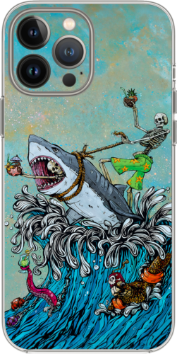 Shark Surfing Coconut Skeleton Straya Case Cover Silicone / Shockproof / MagSafe - Picture 9 of 16