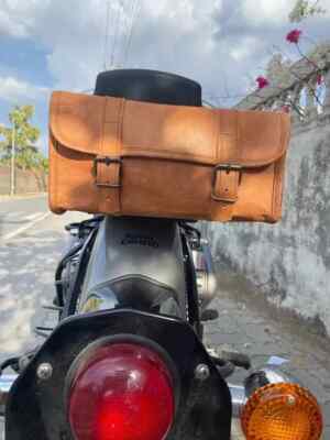 Genuine Goat Leather Vintage Motorcycle Buckle Closure Tool Roll Bag Strap Best