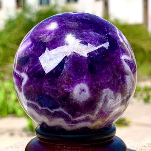 354G Natural beautiful Dream Amethyst Quartz Crystal Sphere Ball Healing - 第 3/15 張圖片