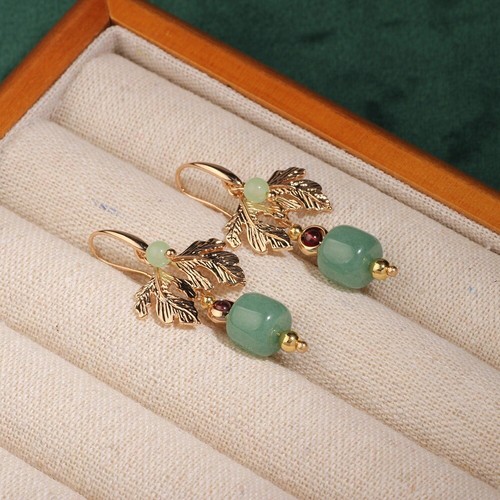 Vintage Imitated Bowlder Earrings Vintage Leaf Earrings Jewelry Accessories - Picture 2 of 8