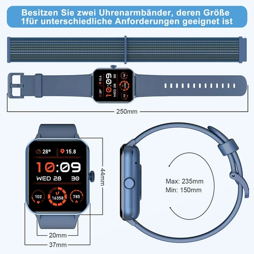 Bluetooth Smartatch für Herren Damen Armband Blutdrucks Schrittzähler Sport-uhr - Bild 2 von 8