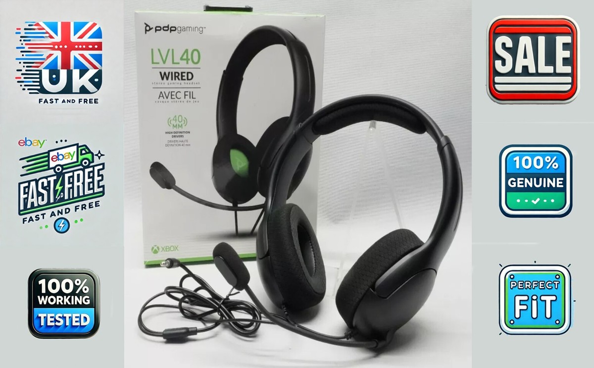 PDP LVL40 Stereo Headset Black green XBox Series X S One PS4 PS5 Switch PC