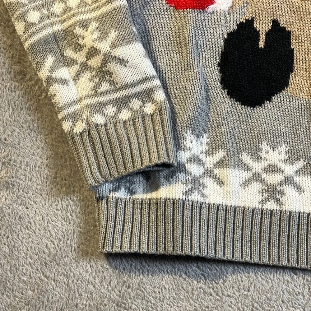 Derek Heart Womens Christmas Ugly Sweater Pullover Snowflakes L Gray Ribbed