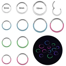 1 Pc Titanium Hinged Nose Ring Glow in the Dark Septum Clicker Daith Earring 16g