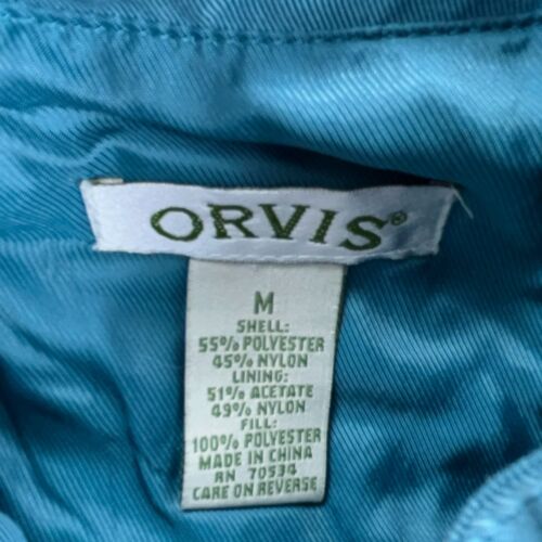 Orvis Puffer Vest Women Medium Blue Full Zip Sweater Teal Outdoor Jacket Ladies - Picture 2 of 11