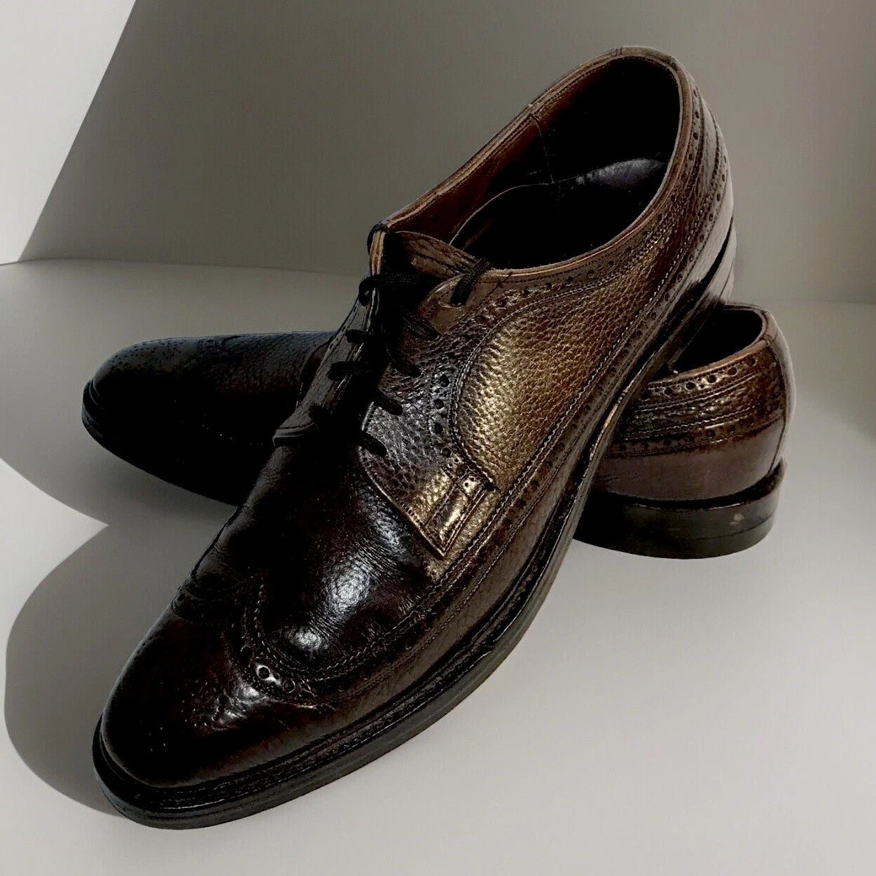 Chaussures Foot so Port Supreme marron cuir grain alpin bout fendu 11,5 AA vintage