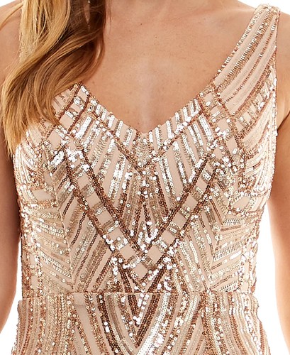 Pear Culture Gown Juniors Size 11 Blush Pink Sequined Mesh Godet NWT - Picture 5 of 5