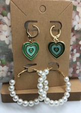 4 PC Matching Dangle/Hoop Stud Earrings Set Gold-Tone New Free Ship 2871