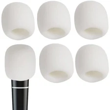 6 PCS Microphone Cover Sponge Foam Mic Foam Filter Cover Handheld White