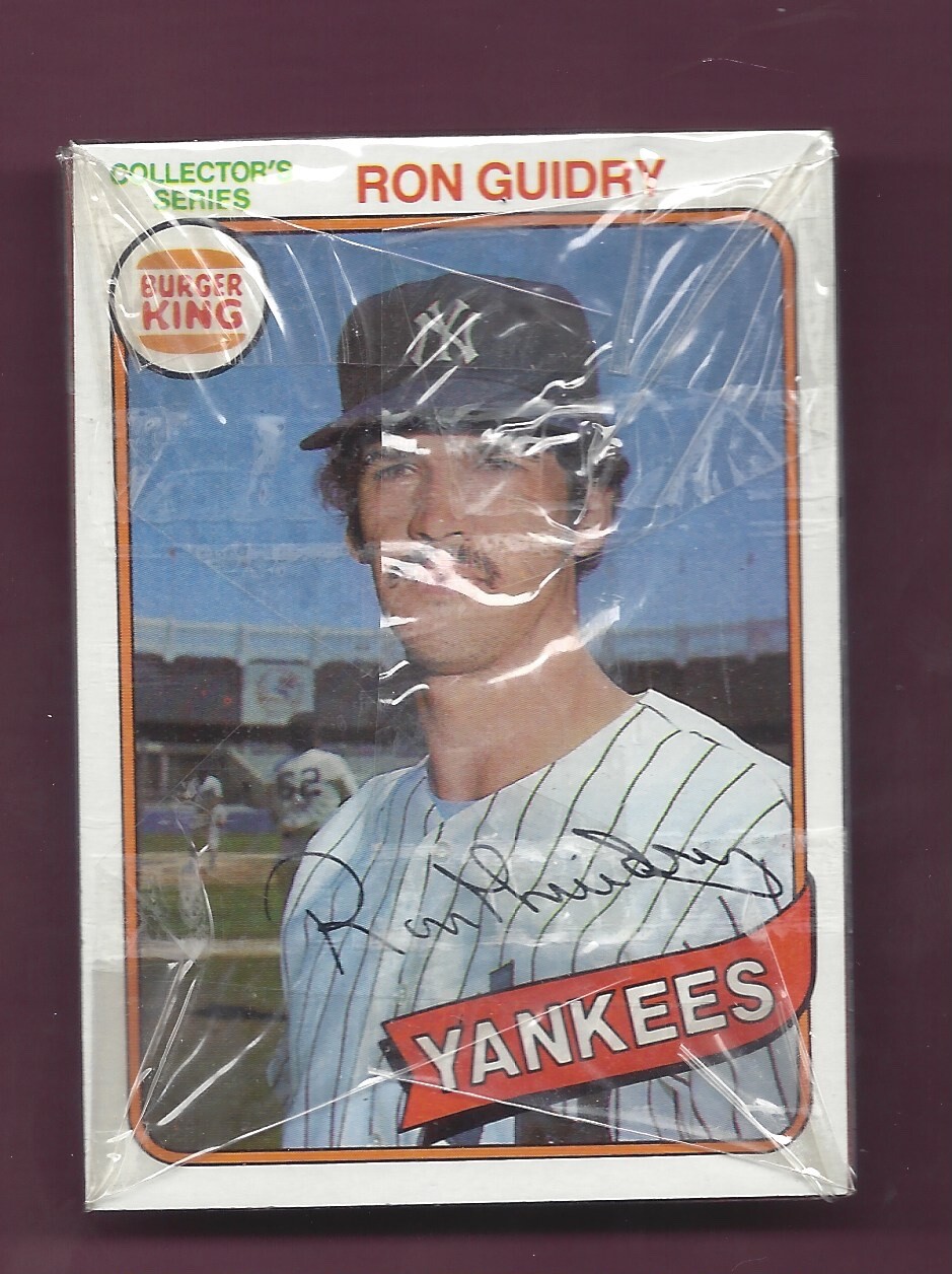 1980 BURGER KING BY TOPPS PITCH HIT RUN CELLO W RON GUIDRY SHOWING