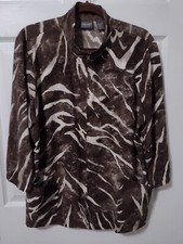 Chico's Additions women's animal print 3/4 sleeve full zip light jacket, Sz 3
