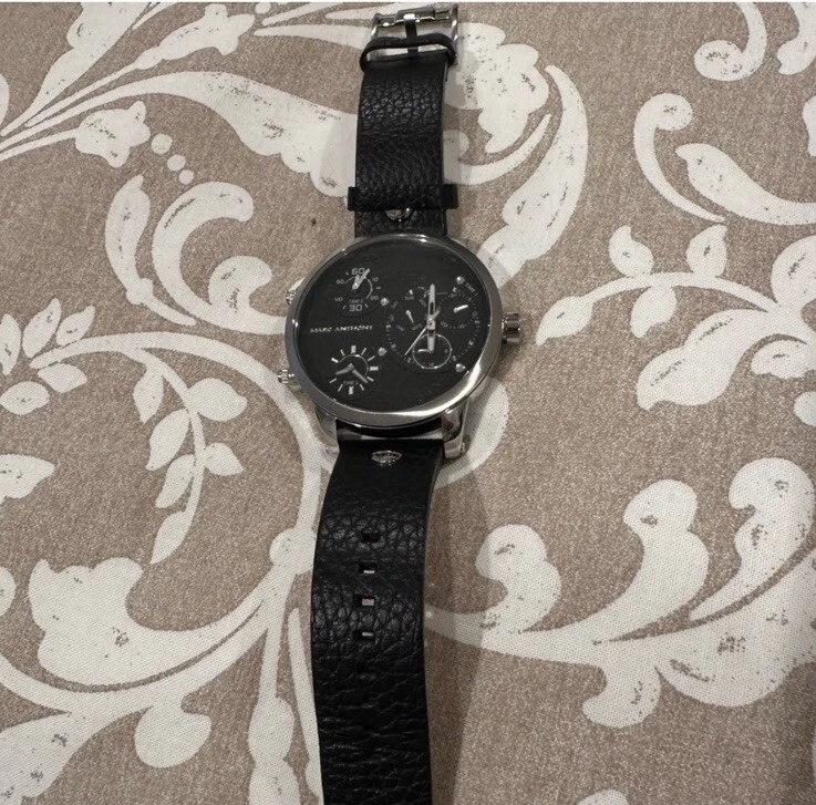 Marc Anthony Men’s Genuine Black Leather Analog Dial Watch - Image 2 of 4