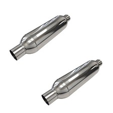 Two 2.5 Inout Universal Turbine Muffler 26 Oal 6 Body Stainless Steel