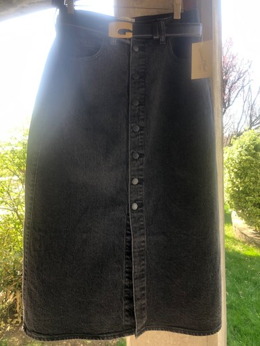 Black denim maxi long skirt