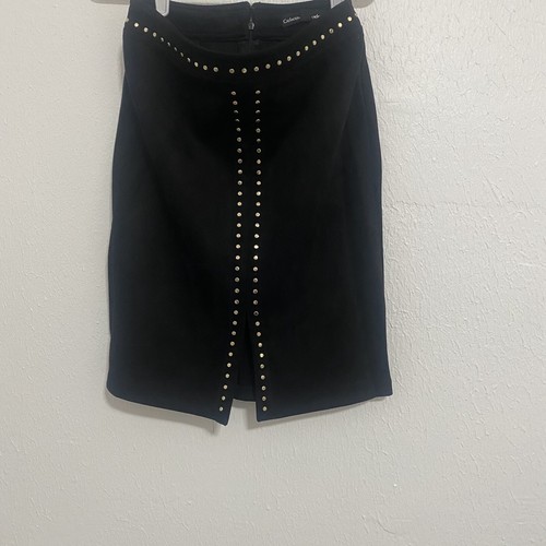 Catherine Malandrino Women’s Faux Leather with Gold Sequins Pencil Skirt Size 2