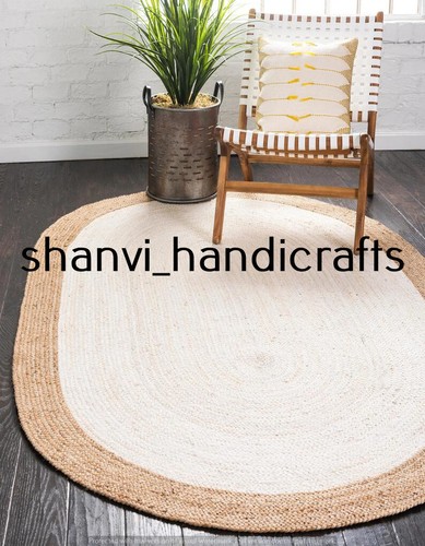 Hand Woven Braided Natural Jute Rug Oval Home Decor 48x72 Inches Area Rug Carpet - Picture 2 of 5