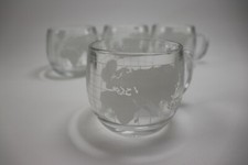 Set 4 Vintage Nestle Nescafe Glass Frosted Globe World Coffee Tea Mugs