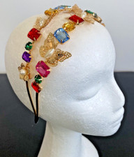 H042 - Muti-coloured Dimante Headband with Butterflies