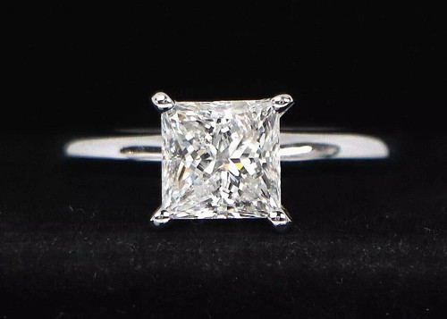 $8,000 Magic Glo 14k White Gold GSI 1.56ct H I2 Princess Diamond Engagement Ring