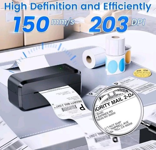 Bluetooth Thermal Shipping Label Printer Wireless 4x6 - Black - Afbeelding 3 van 8