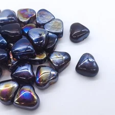 1" Heart Shaped Fireproof Glass Stone for Fire Pits, Fireplaces - Brown 1/3/5 lb