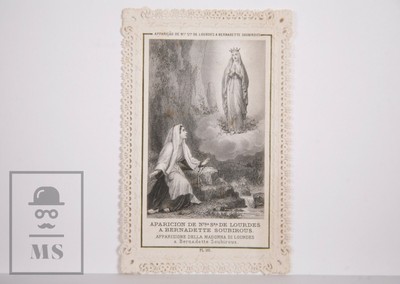Antique Paper Lace Holy Card - Our Lady of Lourdes - Lamarche Ed ...