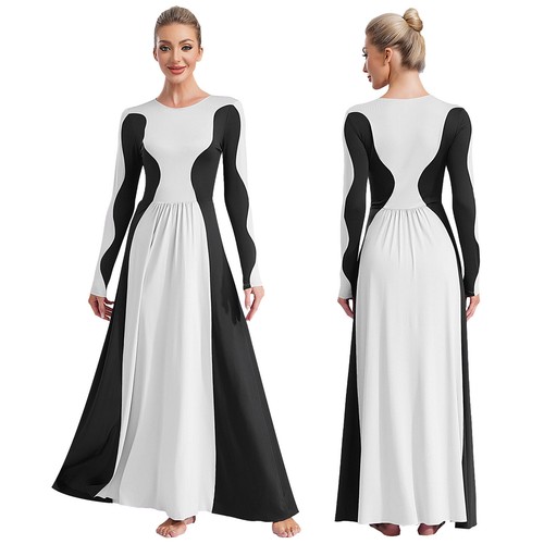 Damen Ballettkleid Liturgisch Kleid Chor Kleider Rundhals Tanzkleid Tanz Latein - Picture 34 of 56