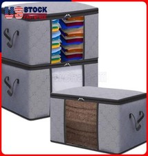 3PCS 84L Clothes Storage Bags Ziped Organizer Underbed Wardrobe Cube Closet Bags