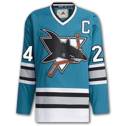 Doug Wilson San Jose Sharks STATS Adidas Autographed Jersey - Picture 2 of 2