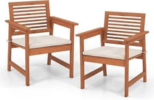 Patio Dining Chairs with Cushions 2 pcs Solid Acacia Wood vidaXL