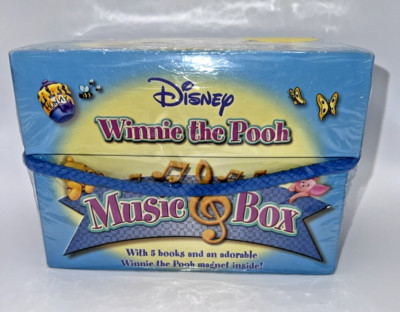 NEW! Disney Story Book Music Box Winnie the Pooh 5 Books Magnet Tigger Eeyore