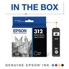 Epson 312 Photo HD Ink Cartridge T312 Black Cyan Magenta Yellow XP-8500 Genuine