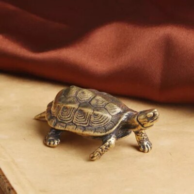 Vintage Brass Turtle Figurine Statue Home Desk Ornaments Animal Figurines Gift