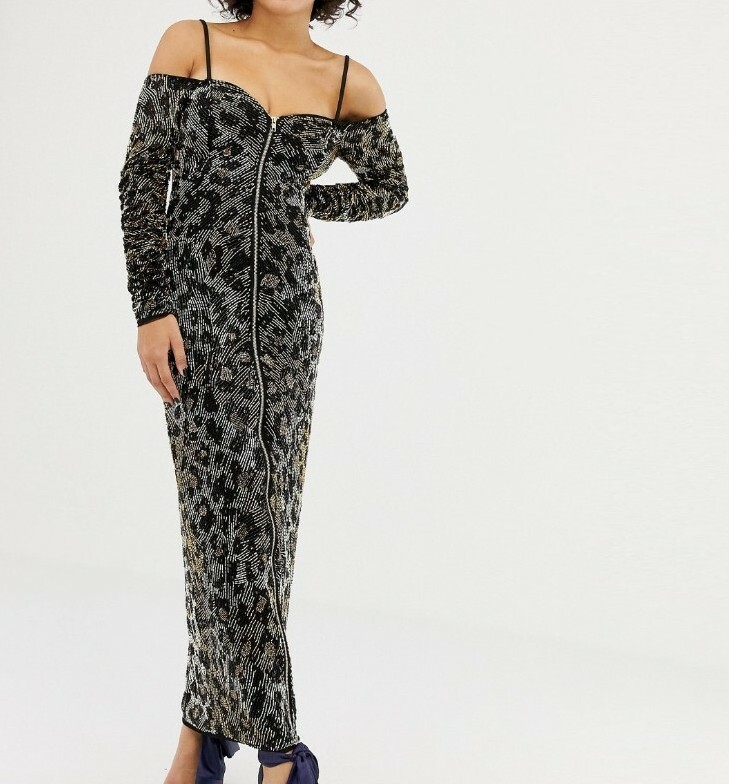 black and gold leopard print dress Primavera Couture 4301 Size 0 Black Gold Prom Dress V Neck Strapless Formal Pageant Gown main image 0