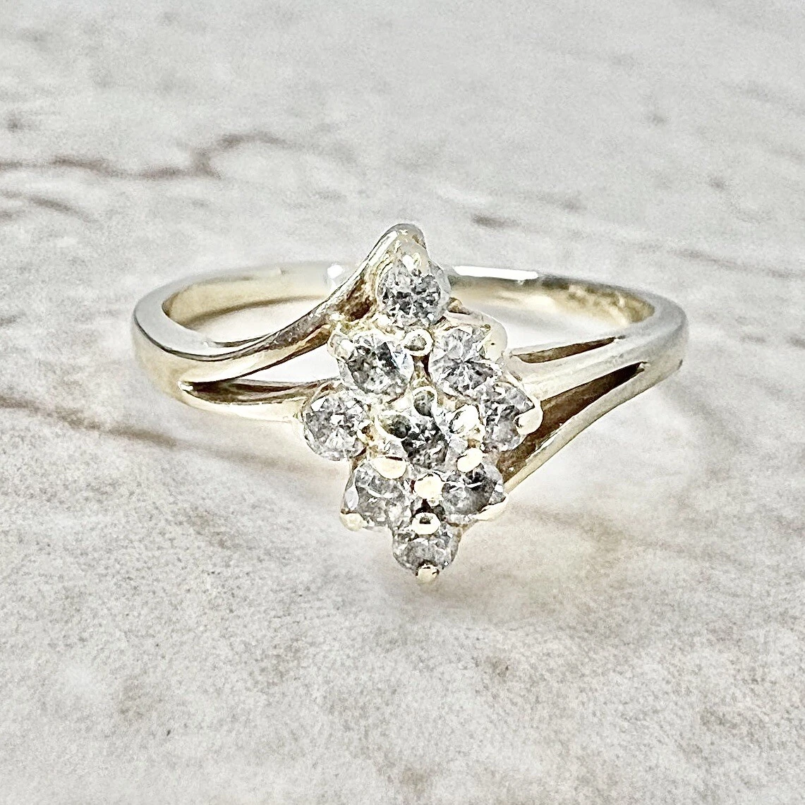 14k diamond outlet cluster ring