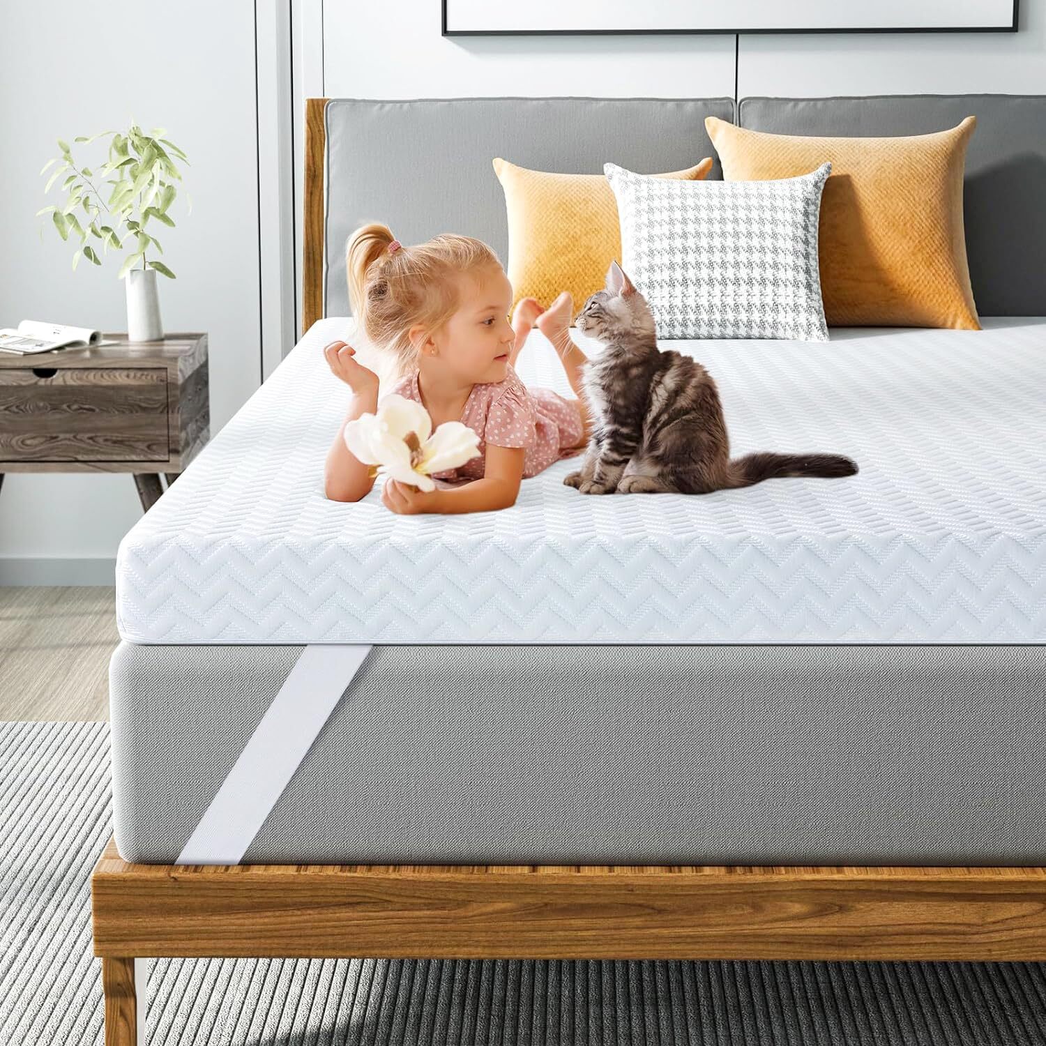 4 Inch Gel Memory Foam Mattress Topper King Size High Density Bed Mattress Pa...