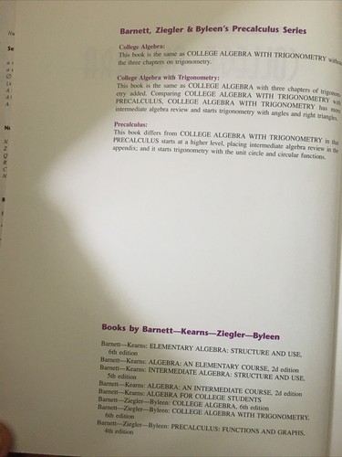 COLLEGE ALGEBRA By Raymond A. Barnett & Michael R. Ziegler - Hardcover **Mint** - Picture 4 of 7