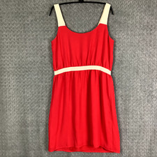 Loft Ann Taylor Womens 6 Red Tank Sleeveless Dress Semi Sheer Elastic Waist 6398