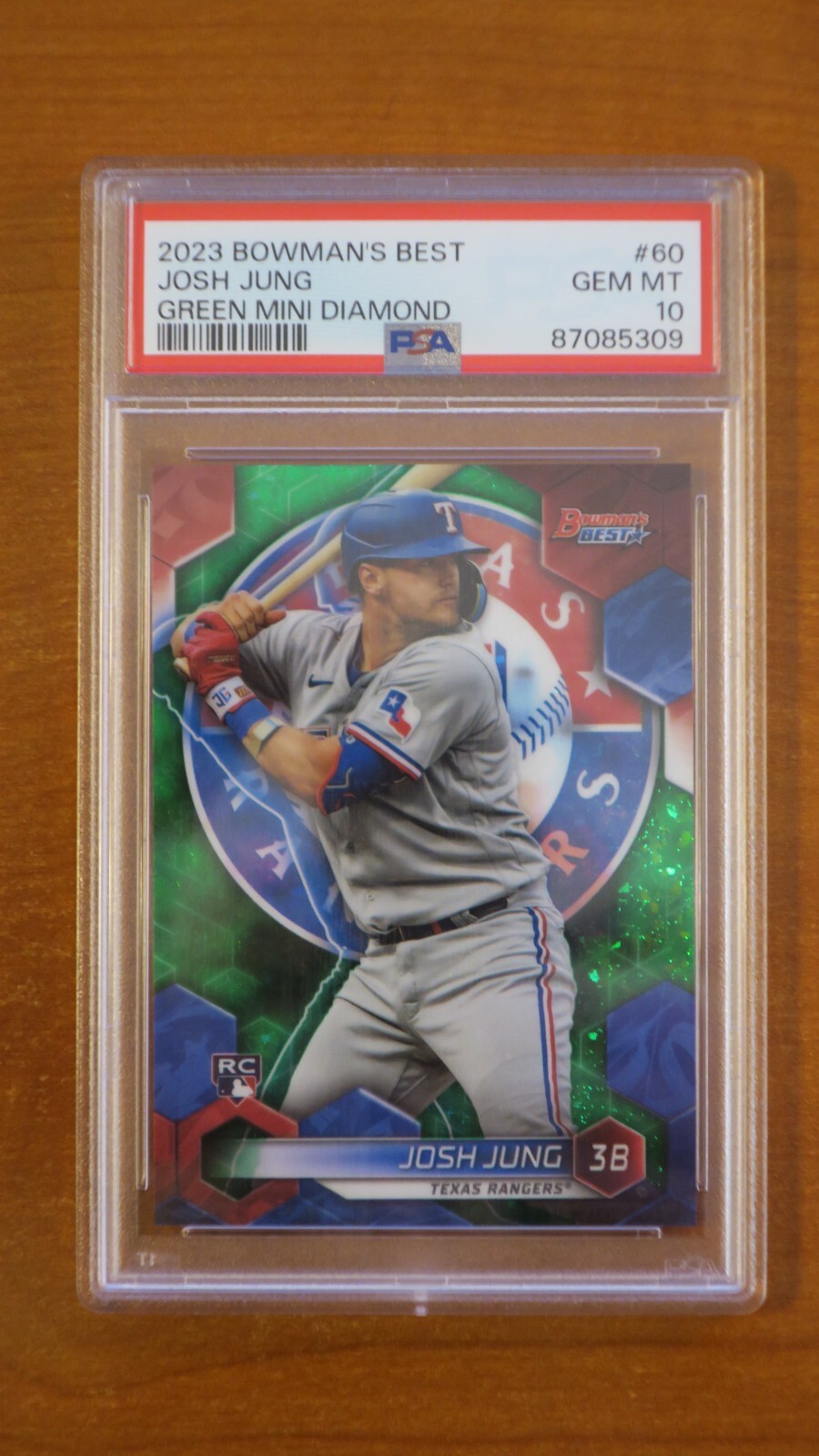 2023 Bowman's Best JOSH JUNG Green Mini Diamond /99 Rookie (RC) PSA 10💎 Rangers