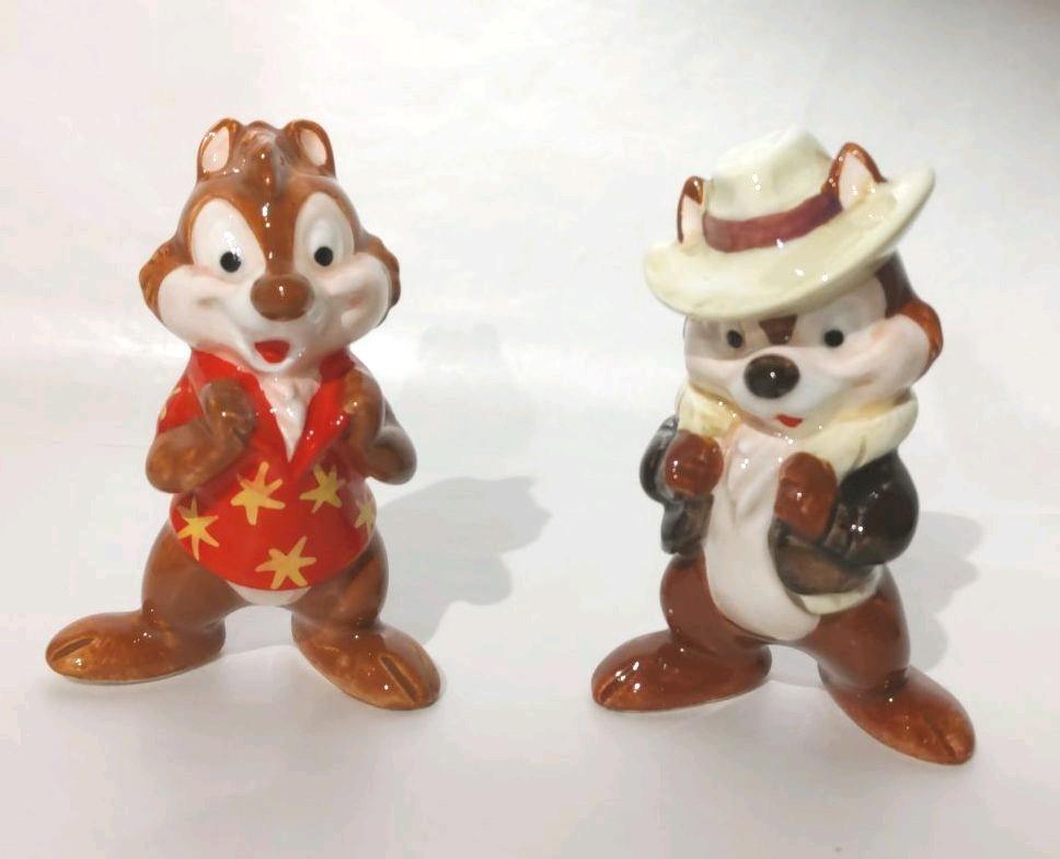 Vintage Disney Japan Rescue Rangers Pottery figure Chip & Dale Set