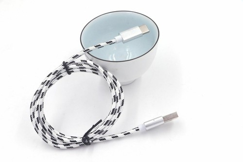 USB Cable Nylon Braided 3/6/10ft Fast Charger Samsung Galaxy Black/Silver