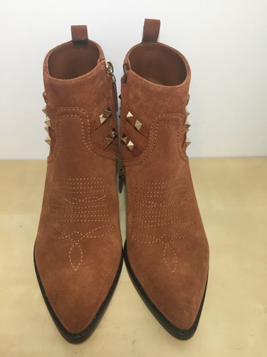 NEW Valentino Garavani Brown Suede Rockstud Buckle Western Bootie 36 / 5.5 - Picture 8 of 12