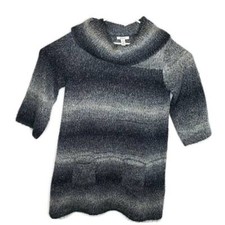 Style  Co Womens Sweater Gray Marled Cowl Neck 3/4 Sleeves Pockets Pullover S