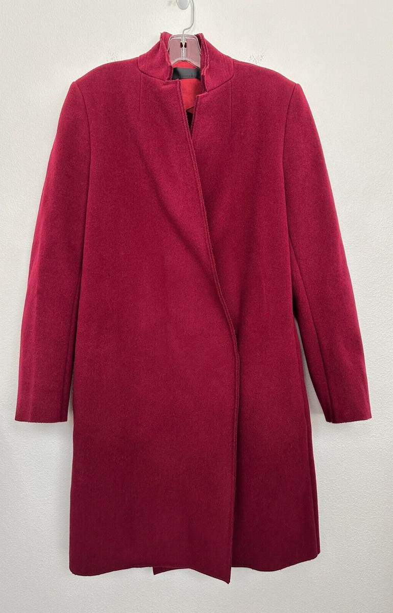 Haider Ackermann Wool Blend Long Line Coat Red Hook Loop Hidden