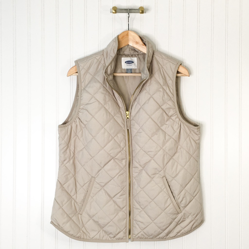 Old Navy Womens Quilted Vest Beige 