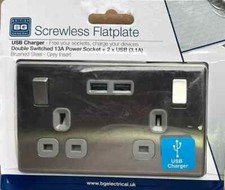 BG Electrical fbs22u3g Screwless Flat Plate Double Switched Fast Charging Power