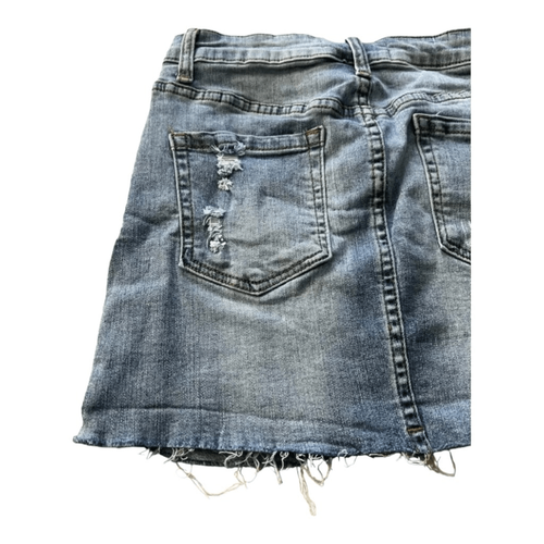 Minifalda de mezclilla Angel Kiss para mujer junior azul desgastado dobladillo crudo talla S - Imagen 3 de 9