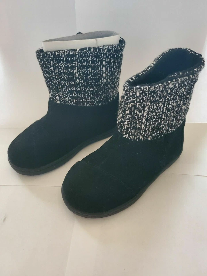 Новый в коробке Toms Непал девочек черный младенца замши/металлический шерсти ботинки - Изображение 2 из 4