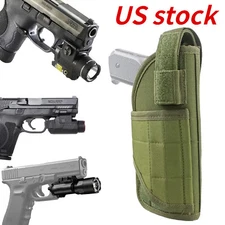 Tactical MOLLE Gun Holster Fits Handgun with Flashlight Laser / Light Attachment
