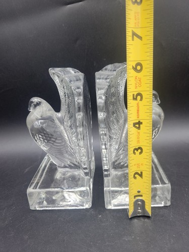 Vintage Indiana Glass Pouter Pigeon Dove Clear Glass Bookends Crystal 6”Bird - Picture 2 of 7